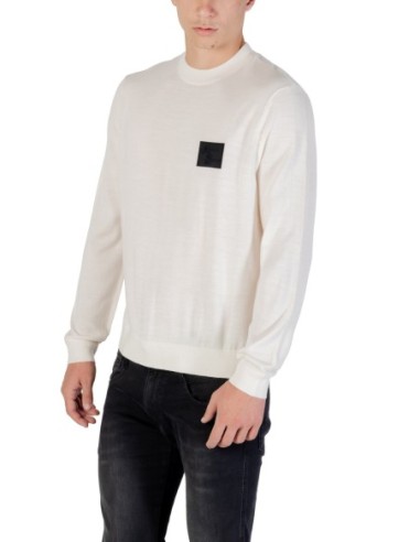 Pull homme Armani Exchange blanc imprimé