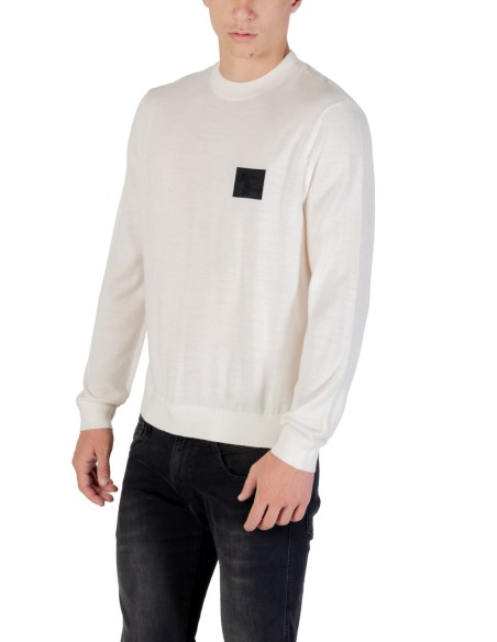 Pull homme Armani Exchange blanc imprimé