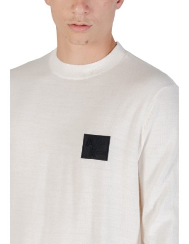 Pull homme Armani Exchange blanc imprimé