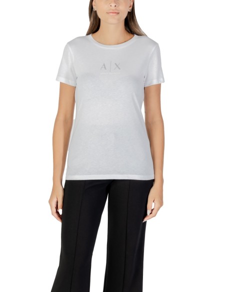 T?shirt femme Armani Exchange blanc strass
