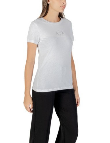 T?shirt femme Armani Exchange blanc strass