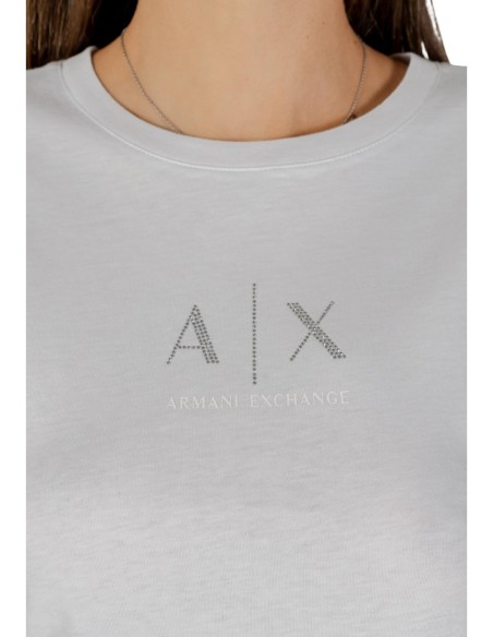 T?shirt femme Armani Exchange blanc strass