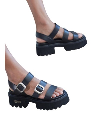 Sandales femme noires plateforme Cult