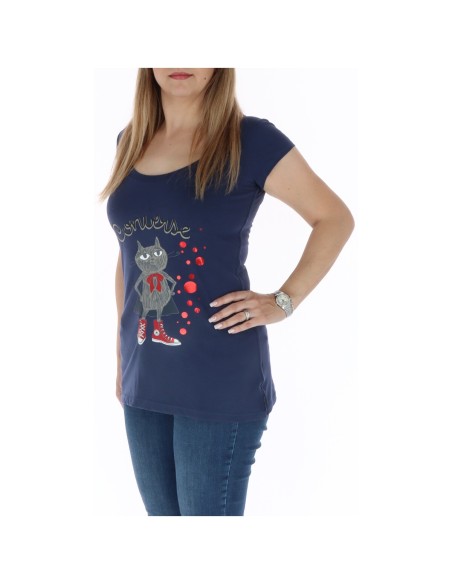 T?shirt femme bleu imprimé Converse