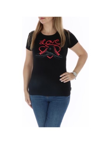T?shirt femme noir imprimé Converse
