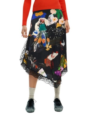 Jupe femme noire imprimée Desigual