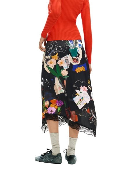 Jupe femme noire imprimée Desigual