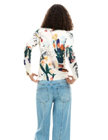 Pull femme beige imprimé Desigual