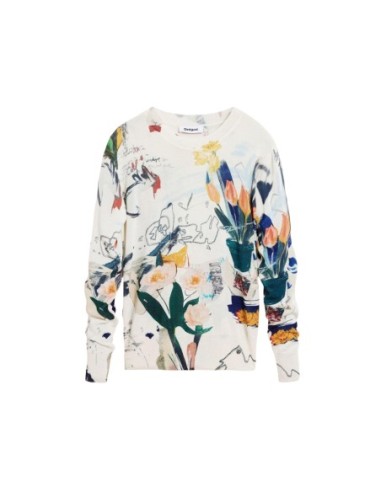 Pull femme beige imprimé Desigual