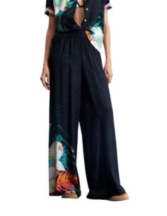 Pantalon femme noir floral Desigual