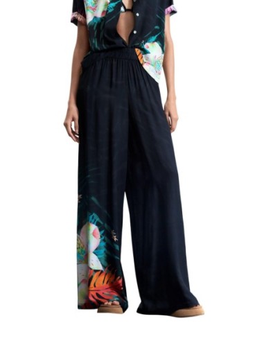 Pantalon femme noir floral Desigual