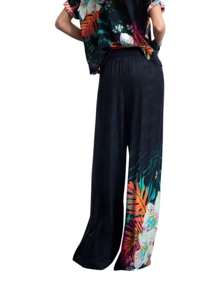 Pantalon femme noir floral Desigual