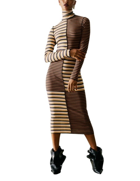 Robe femme marron rayée Desigual