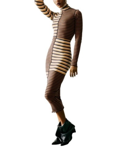 Robe femme marron rayée Desigual