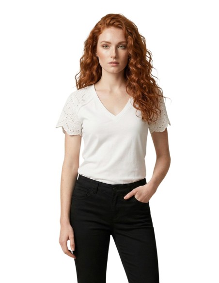 T?shirt femme blanc col V Morgan De Toi