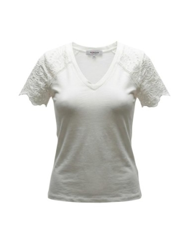 T?shirt femme blanc col V Morgan De Toi