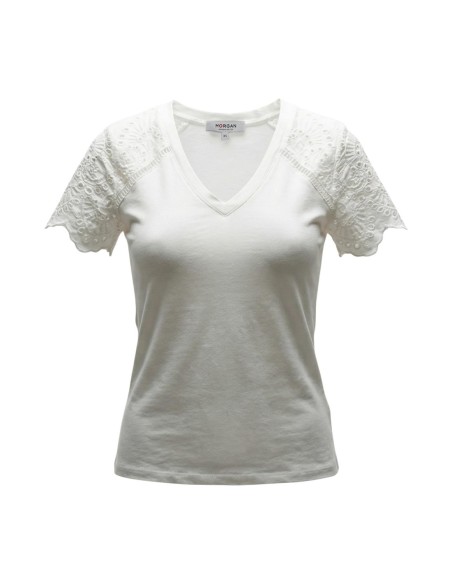 T?shirt femme blanc col V Morgan De Toi