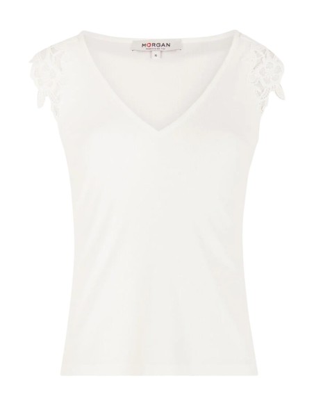 Top femme blanc sans manches Morgan De Toi
