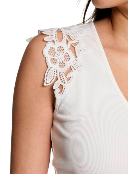 Top femme blanc sans manches Morgan De Toi