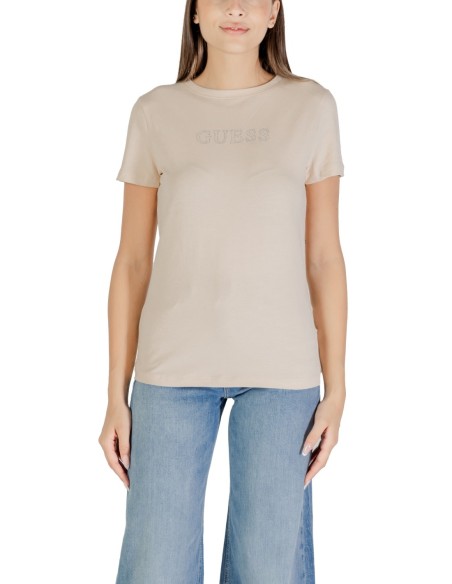 T?shirt femme beige imprimé Guess Active