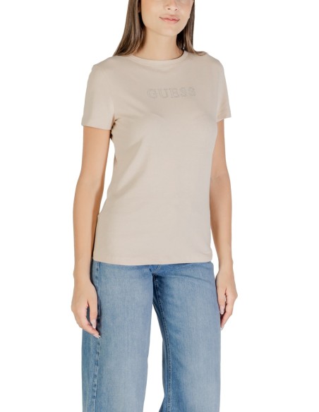T?shirt femme beige imprimé Guess Active