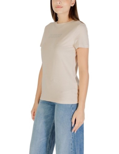 T?shirt femme beige imprimé Guess Active