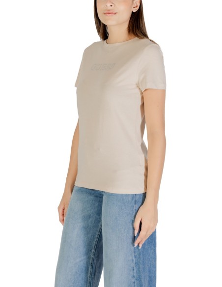 T?shirt femme beige imprimé Guess Active