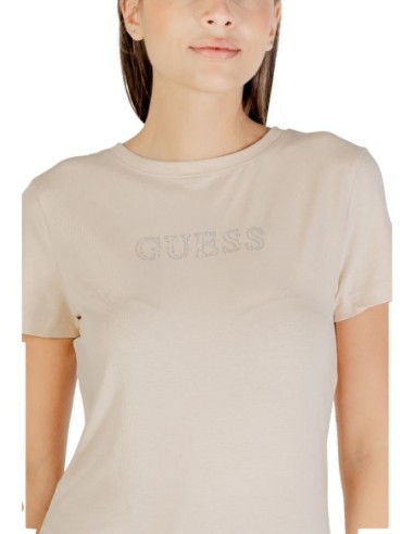 T?shirt femme beige imprimé Guess Active