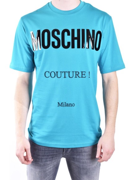 T?shirt homme bleu azur imprimé Moschino