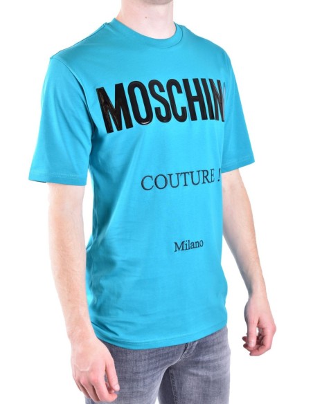 T?shirt homme bleu azur imprimé Moschino