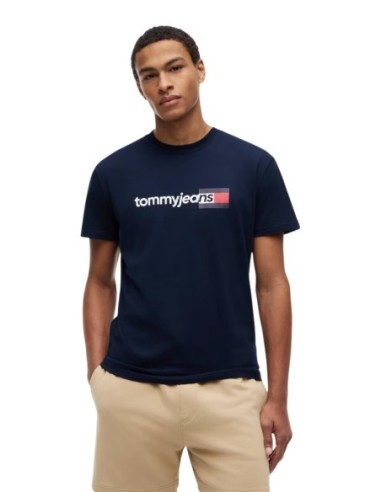 T?shirt homme bleu imprimé Tommy Hilfiger Jeans