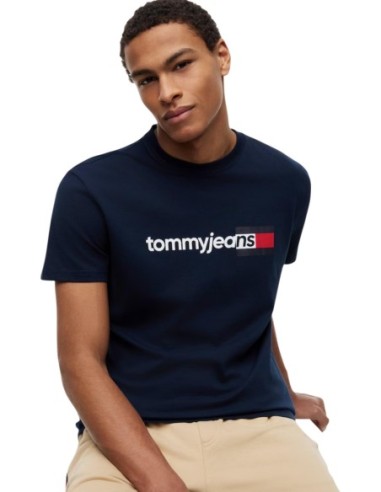 T?shirt homme bleu imprimé Tommy Hilfiger Jeans
