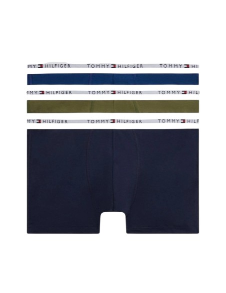 Boxer court homme vert Hilfiger – lot de 3 coton stretch