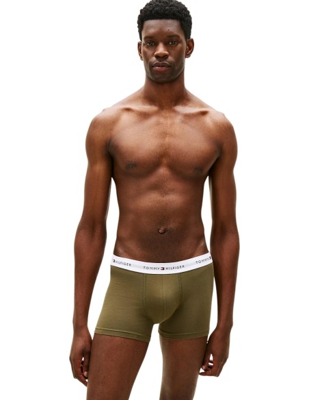 Boxer court homme vert Hilfiger – lot de 3 coton stretch