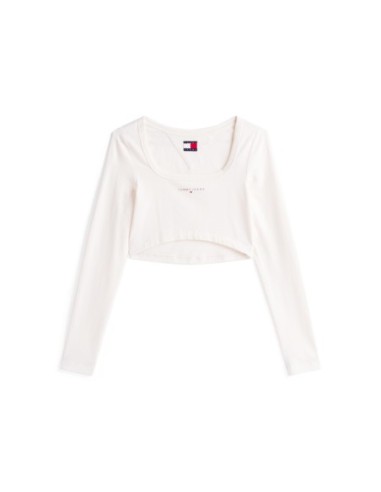 T?shirt femme blanc manches longues Tommy Hilfiger Jeans