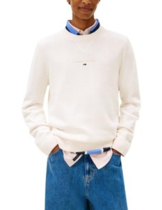 Pull homme beige coton bio Tommy Hilfiger Jeans