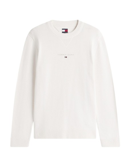 Pull homme beige coton bio Tommy Hilfiger Jeans