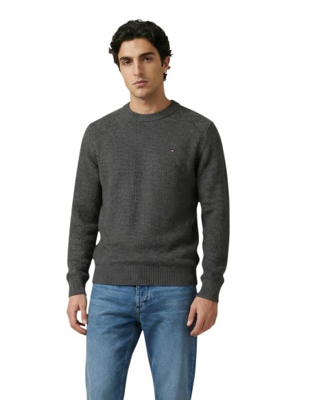 Pull homme gris coton bio Tommy Hilfiger Jeans