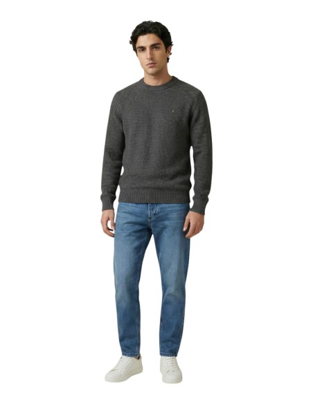 Pull homme gris coton bio Tommy Hilfiger Jeans
