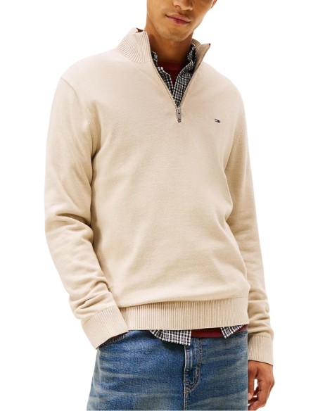Sweat homme beige coton bio Tommy Hilfiger Jeans