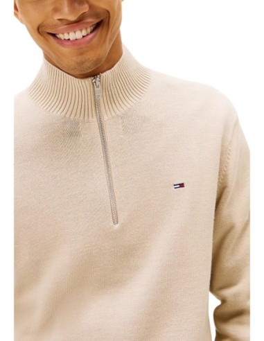 Sweat homme beige coton bio Tommy Hilfiger Jeans