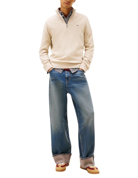 Sweat homme beige coton bio Tommy Hilfiger Jeans