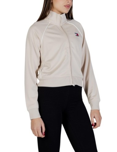 Sweat femme beige zippé Tommy Hilfiger Jeans
