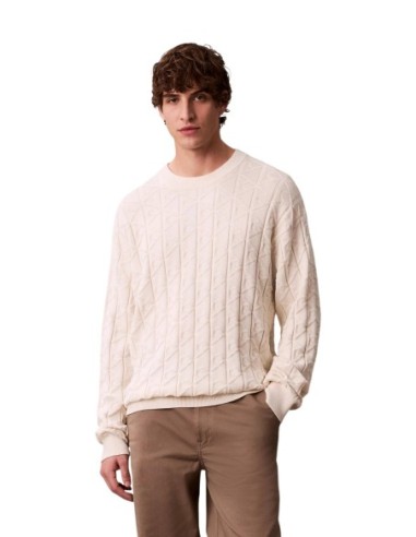 Pull Homme Blanc Calvin Klein Jeans – Motif Géométrique