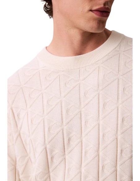 Pull Homme Blanc Calvin Klein Jeans – Motif Géométrique