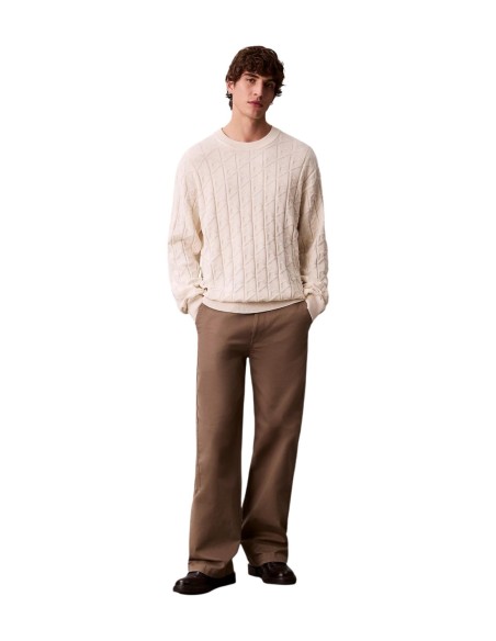 Pull Homme Blanc Calvin Klein Jeans – Motif Géométrique