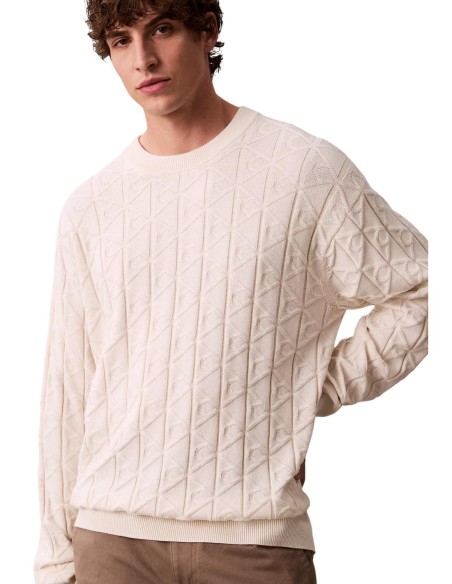 Pull Homme Blanc Calvin Klein Jeans – Motif Géométrique
