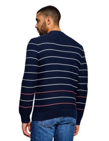 Pull Homme Bleu Rayé Tommy Hilfiger Jeans – Coton Bio