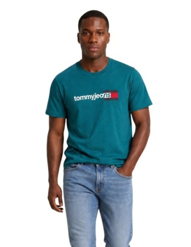 T-Shirt Homme Vert Tommy Hilfiger Jeans – Coton Bio