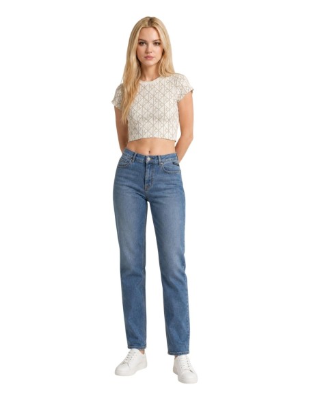 T-Shirt Femme Blanc Imprimé CK Jeans – Confort Stretch